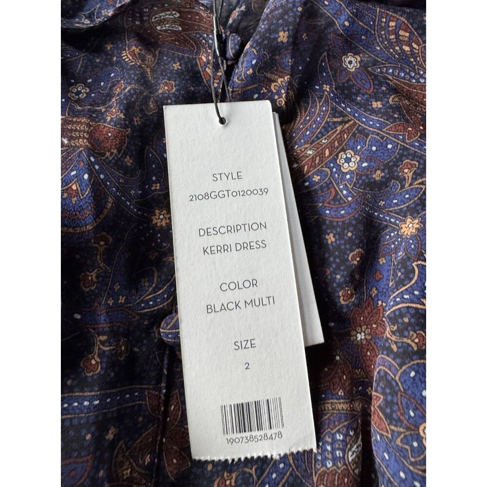 Veronica Beard Woman's Sz 2 Kerri Printed Silk Dress Black Blue Floral Print NWT - Picture 7 of 13